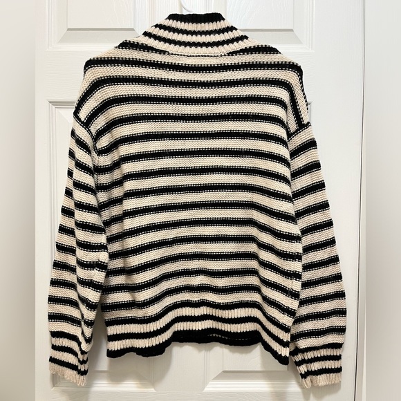 JCrew Jeweled Mock Neck Striped Sweater Size Large - Picture 2 of 7